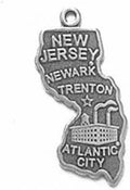 Sterling Silver New Jersey State Travel Charm with Split Ring Item #629