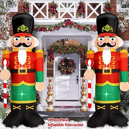 Christmas Inflatable Nutcracker Soldier Yard Decoration Lighted Blow Up Christmas Garden Lawn Decor 8 Feet (Nutcracker-3)