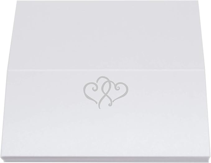 Linked Hearts Place Cards, Silver (Choose Color), Set of 150, Pre-cut and Scored - Wedding, Party, Dinner, and Special Events - Made in the USA