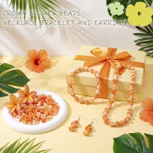 Jutom 100 Pcs Puakenikeni Flower Beads Hawaiian for DIY Crafts, Orange