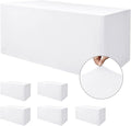 Nasitos Spandex Fitted Table Clothes, 6 Pack - 48 x 24 Inch - White Rectangle Tablecloths for 4 Foot Tables, Fabric Table Cover Protector for Folding Table, Parties, Craft Show, Trade Show