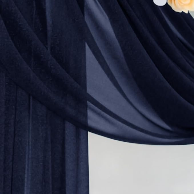 Navy Blue Wedding Arch Draping Fabric 4 Panels 29" x 20 FT Navy Wedding Drapes for Backdrop Sheer Curtain Drapes for Romantic Bridal Baby Shower Ceremony Birthday Party Fall Outdoor Events (4 Pack)