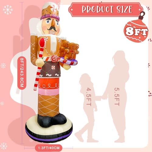 AerWo 8 FT Christmas Inflatables Nutcracker Gingerbread Outdoor Decorations