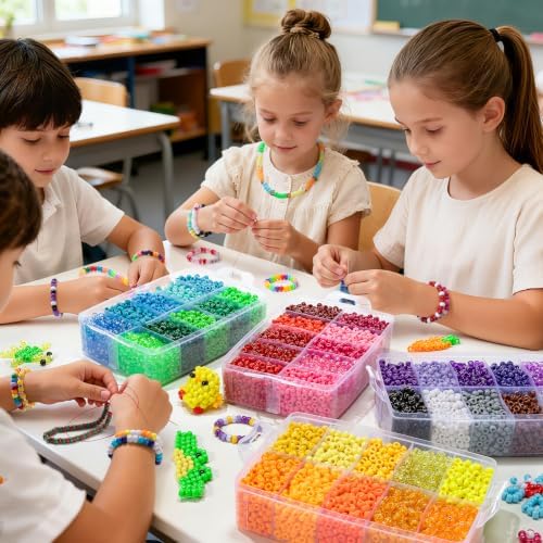 Simetufy 10000Pcs Pony Beads Bulk, 40 Colors for Kandi Bracelet Making