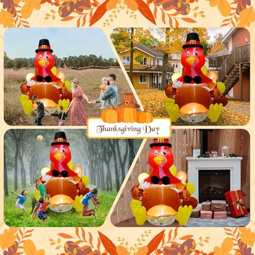 6FT Thanksgiving Inflatable Turkey Decoration, Blow up Turkey Inflatable