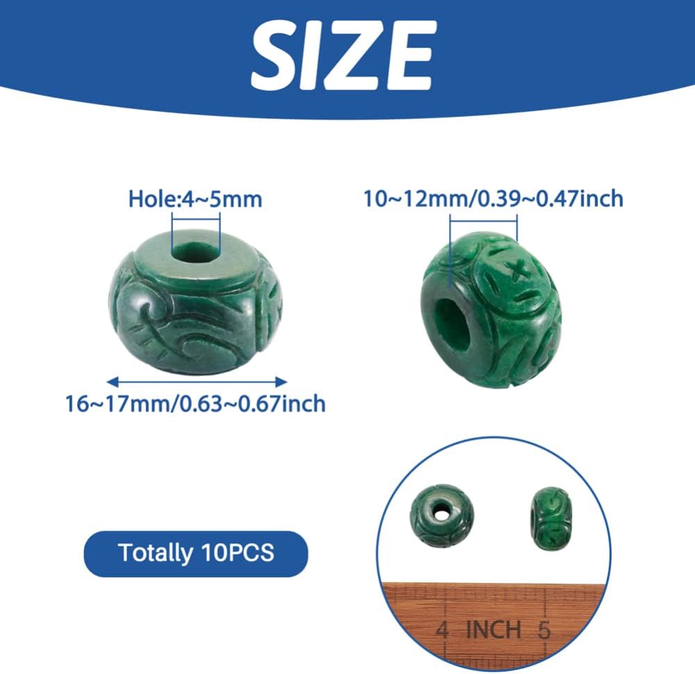 fashewelry 10pcs natural myanmar jade stone large hole, close-up detail