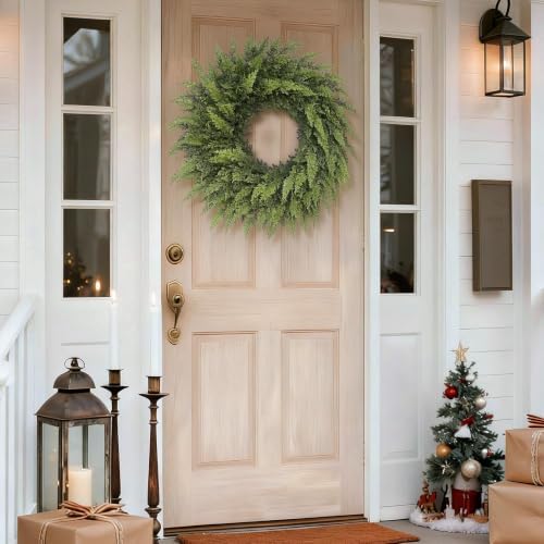 24" Lifelike Touch Artificial Christmas Cedar Wreath for Front Door Decor