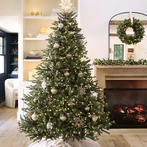 Balsam Hill 9.5ft Pre-Lit Classic Blue Spruce - Artificial Christmas Tree with 5,248+ Tips, 1600 Hand-Strung Clear LED Lights, Easy Plug System & Premium Stand for Indoor Holiday Decorating