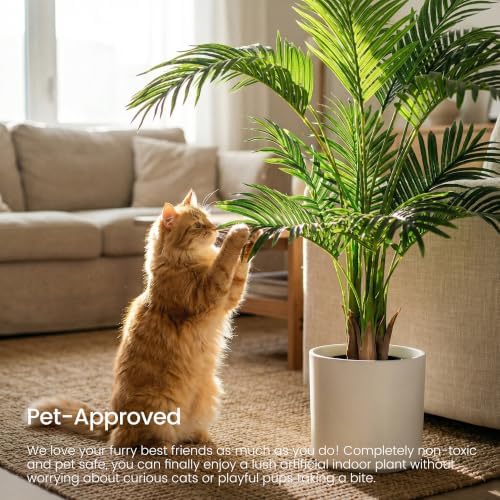 4ft 2-Pack Artificial Palm Tree Plants, 47in Fake Cane Areca Palm Trees