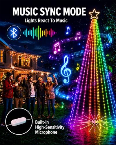 12FT Outdoor Christmas Tree with Lights, DIY Light Show LED Christmas Tree