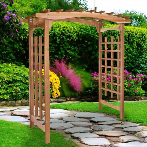 All Things Cedar 6-Ft Pagoda Arbor Garden Arch Trellis, Red Cedar