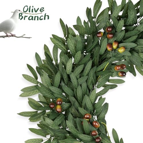 26 Inch Large Eucalyptus Olive Wreaths for Front Door with Olives