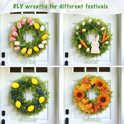 Hiptree 18 Inch Boxwood Wreath for Front Door,Greenery All Year Round