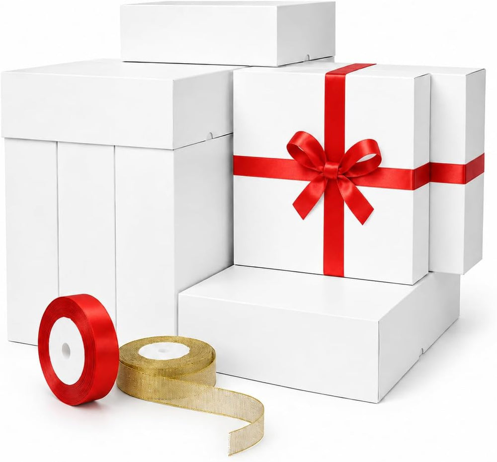 26 Pack Gift Boxes With Lids, 12x12x4 in Square Christmas Shirt Boxes
