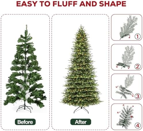 Hykolity 12 ft Prelit Artificial Christmas Tree with 850 Warm White LEDs