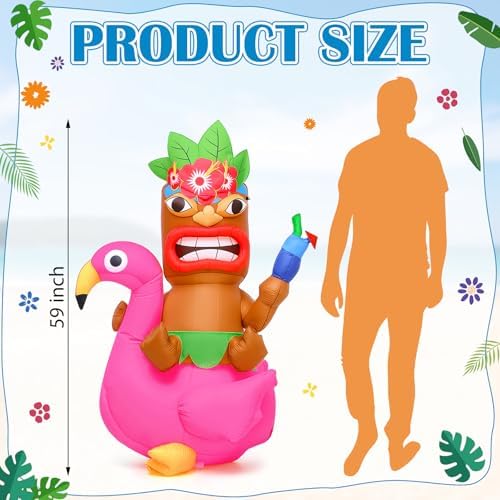 Shappy 5ft Inflatable Flamingo Lighted Blow up Tiki Hawaiian Party Decor