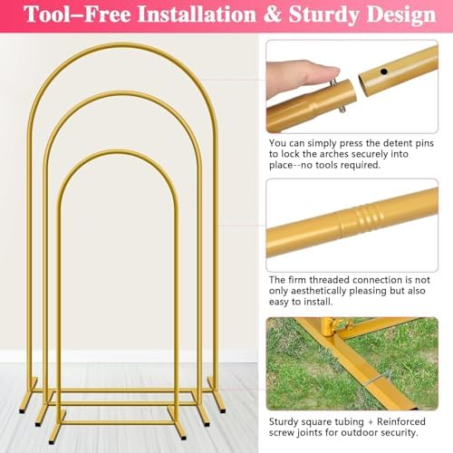 Metal Arch Backdrop Stand, Set of 3 (4/5/6ft) Wedding Arch Stand