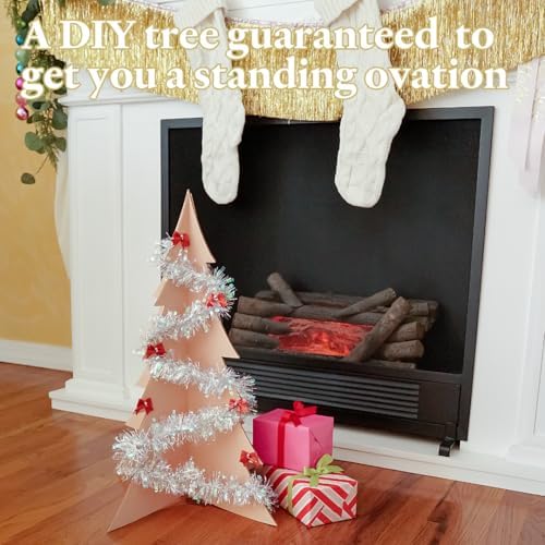 Wooden Christmas Tree, 36 Inch Wood Christmas Trees, Pack of 3 Christmas Wood Cutouts, Slotted 4 Piece, 3D Wooden Tree for Crafts, Party, Painting, Decor, Wood Tree Cutout, Christmas Ornaments