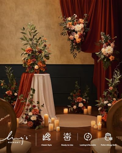 Ling's moment 36" Freestanding Flowers, Fall Wedding Decor, Terracotta