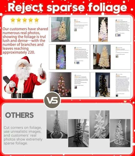 DEWUR Pre-Lit Artificial Christmas Tree, Warm White Lights, Colorful Lights, Includes Stand, 4 feet (White)