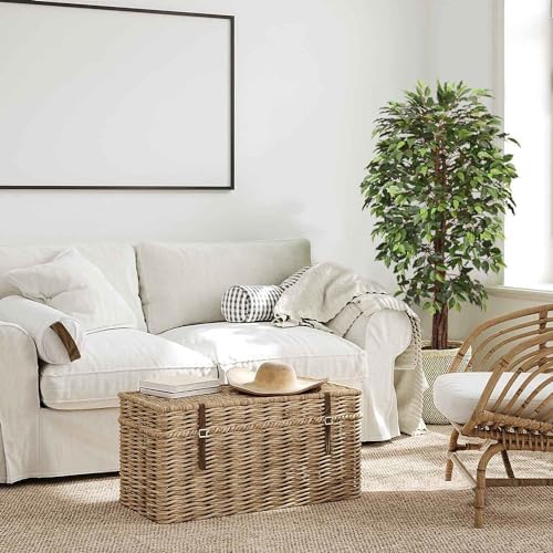 Aveyas 6ft Artificial Ficus Tree for Home Decor, 6 Feet Faux Plant Fake Silk Trees with Pot for Indoor Outdoor House Living Room Office Garden (6 ft Tall)