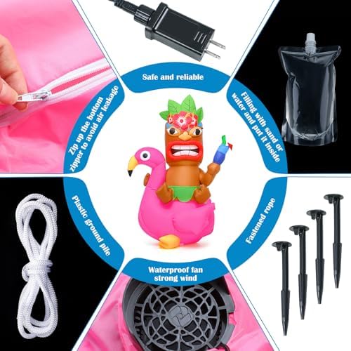 Shappy 5ft Inflatable Flamingo Lighted Blow up Tiki Hawaiian Party Decor