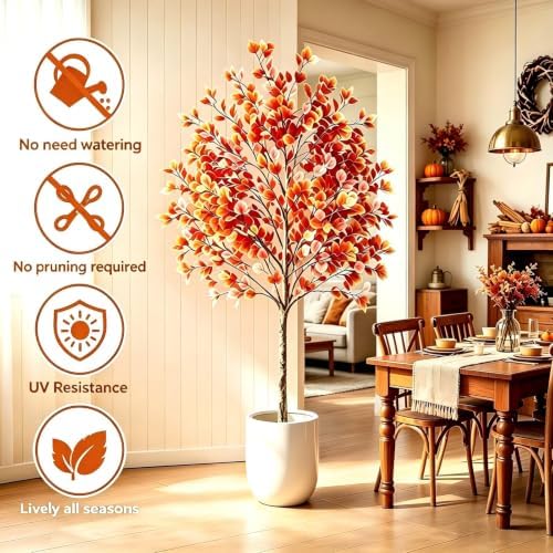 6ft Fall Tree Artificial Eucalyptus Tree,Indoor Outdoor Fall Decor
