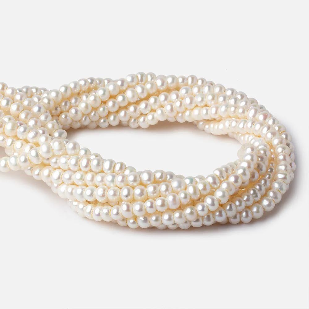 Beads of Cambay 5-6mm Off-White Large Hole Freshwater Pearls, 2.5mm Hole, 90 ...