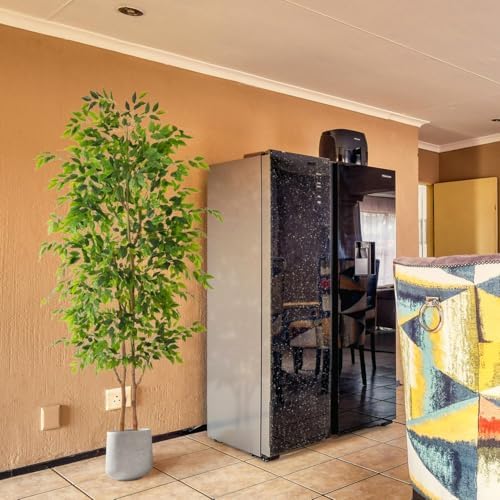 Warmplants Artificial Ficus Tree 8ft Fake Floor Plant with Woven Basket