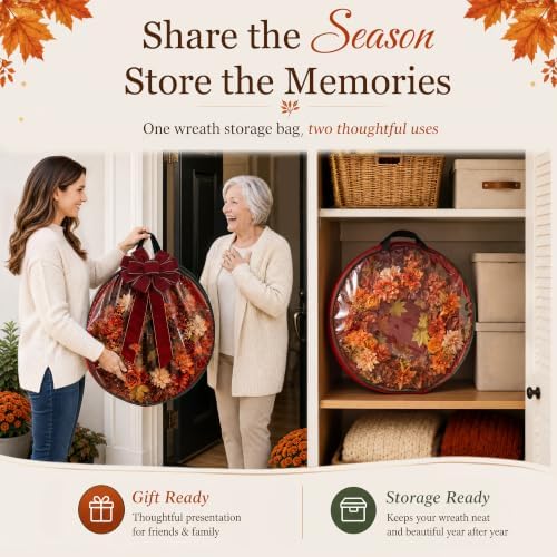 24 Inch Fall Wreaths for Front Door, Autumn Flower Wreath