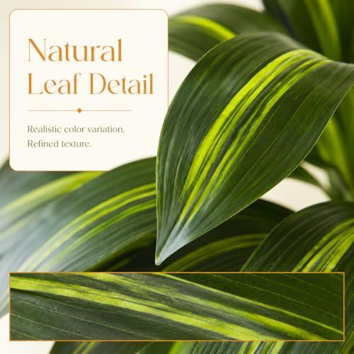 Artificial Dracaena Tree: 5FT Fake Plants Silk Faux Trees（White Pot）