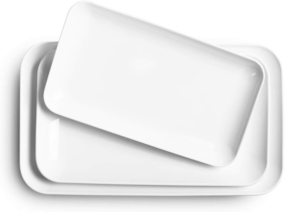 DELLING Large Serving Platter Set of 3, 16/14/12 Inch Porcelain Serving Trays...