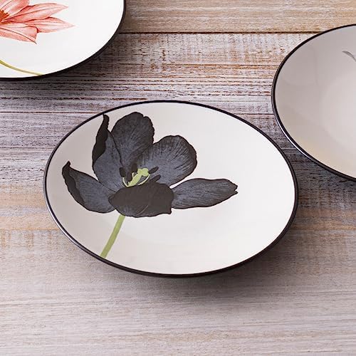 Noritake Colorwave Floral Appetizer Plates, Graphite Black, Set of 4