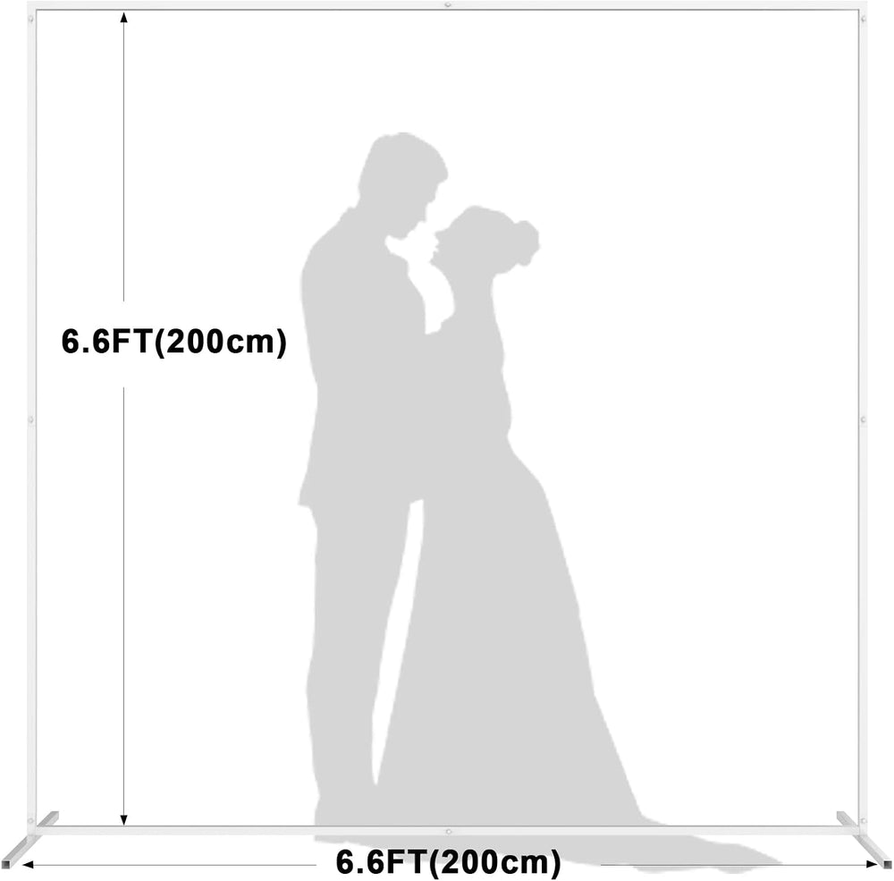 Wokceer Square Backdrop Stand White Metal Wedding Arch Stand 6.6FT x 6.6FT