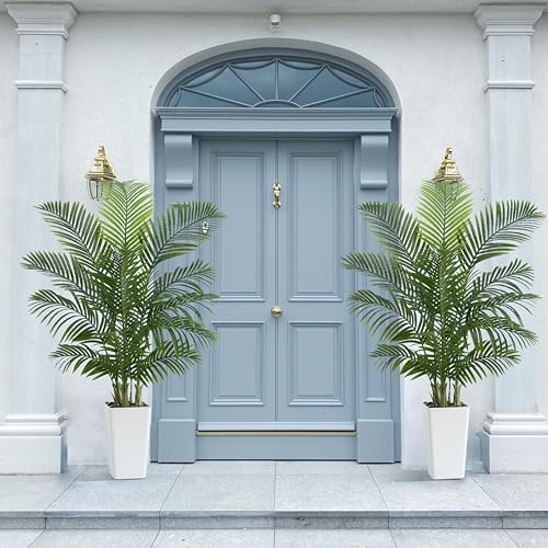 Artificial Palm Tree:5FT Tall Fake Areca Palm Plant (White Planter)