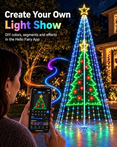 10FT Smart 3D RGB Animated Outdoor Christmas Cone Tree Light Show