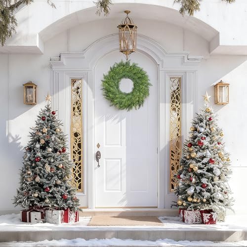 22 inch Real Touch Cedar Wreath, Artificial Greenery Holiday Decor