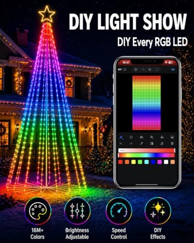 12FT Outdoor Christmas Tree with Lights, DIY Light Show LED Christmas Tree
