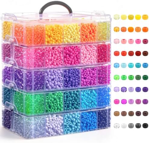 Simetufy 14000Pcs Pony Beads Bulk 50 Colors for Craft Kandi Bracelet Making