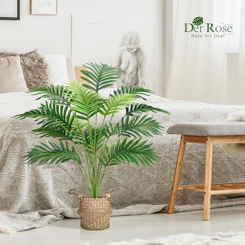 Der Rose 2Pcs 28" Fake Palm Trees, Artificial Floor Plants in Woven Baskets