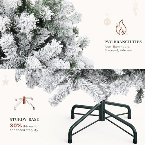 YITAHOME Prelit Snow Flocked Artificial Full Christmas Tree 9ft with Remote Control, Christmas Pine Tree with 11 Light-Modes, 2094 Branch Tips, and Foldable Base for Home, Party Decoration