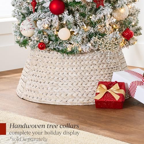 Best Choice Products 4.5ft Flocked Pencil Christmas Tree w/Twinkling LEDs, Pre-Lit Slim Artificial Holiday Decoration, Lighted Skinny w/Base, 150 Lights, 268 Tips, Warm White Lights