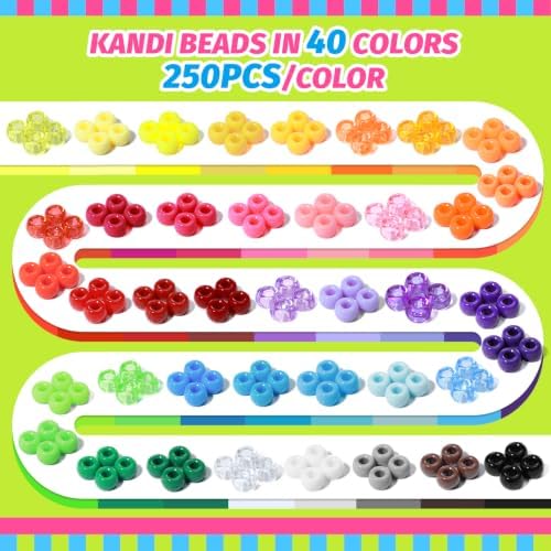 Simetufy 10000Pcs Pony Beads Bulk, 40 Colors for Kandi Bracelet Making