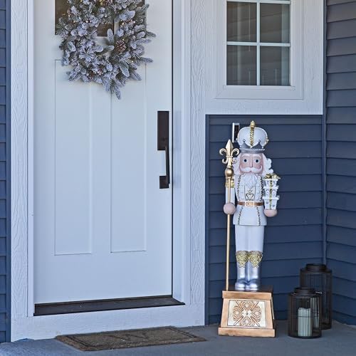 Sunnydaze 4ft Pierre the Fleur-de-Lis Christmas Nutcracker Statue, Resin