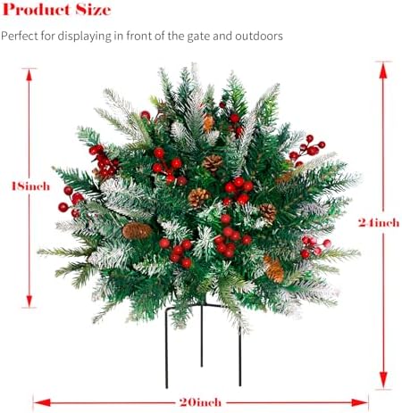 Lighted Christmas Urn Filler, 2 Pack 24 Inch Warm White LED Planter Decor