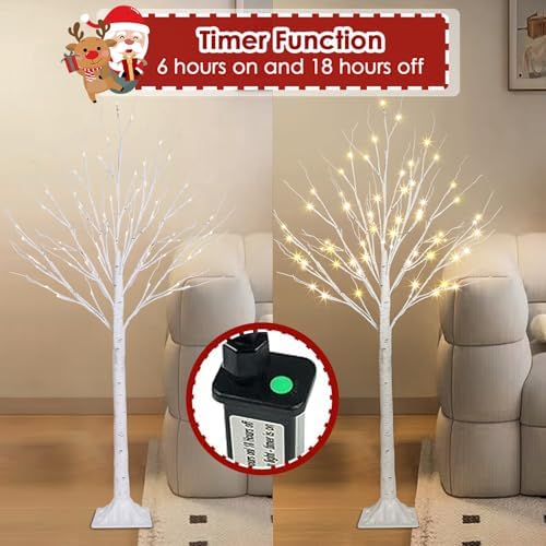 2 Pack 4FT Lighted Birch Tree Lights Christmas Decoarations Warm White