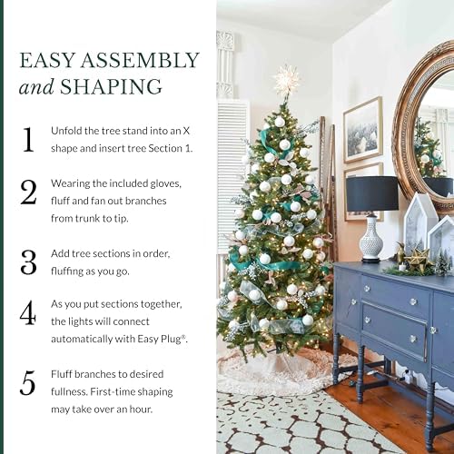 Balsam Hill 7.5ft Pre-Lit Berkshire Mountain Fir - Slim Artificial Christmas Tree with 500 Clear LED Lights, Easy Plug Technology & Premium Stand for Large Spaces