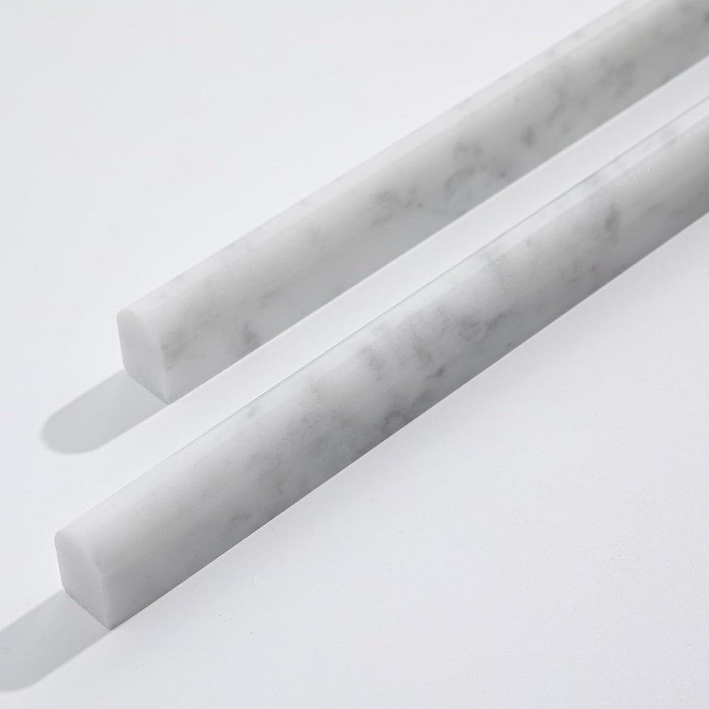 Carrara White 1/2" X 12" Marble Pencil Liner Tile, Edge Trim Moldin...