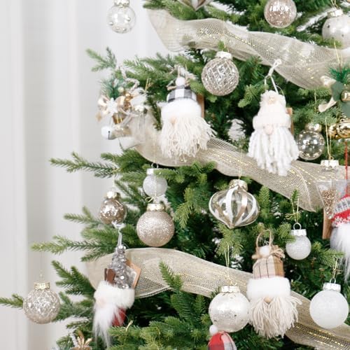 34PCS Champagne/White Christmas Ball Ornaments Set for Tree Decor