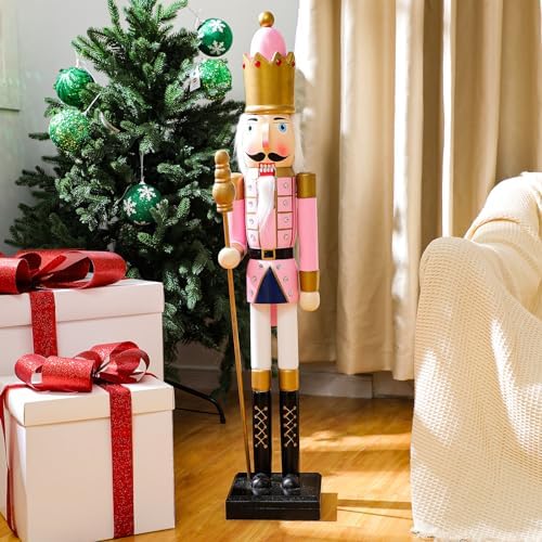 Geetery 36 Inch Large Pink Christmas Nutcracker Decoration Wooden Soldier